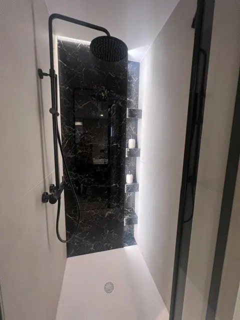Black marble shower
